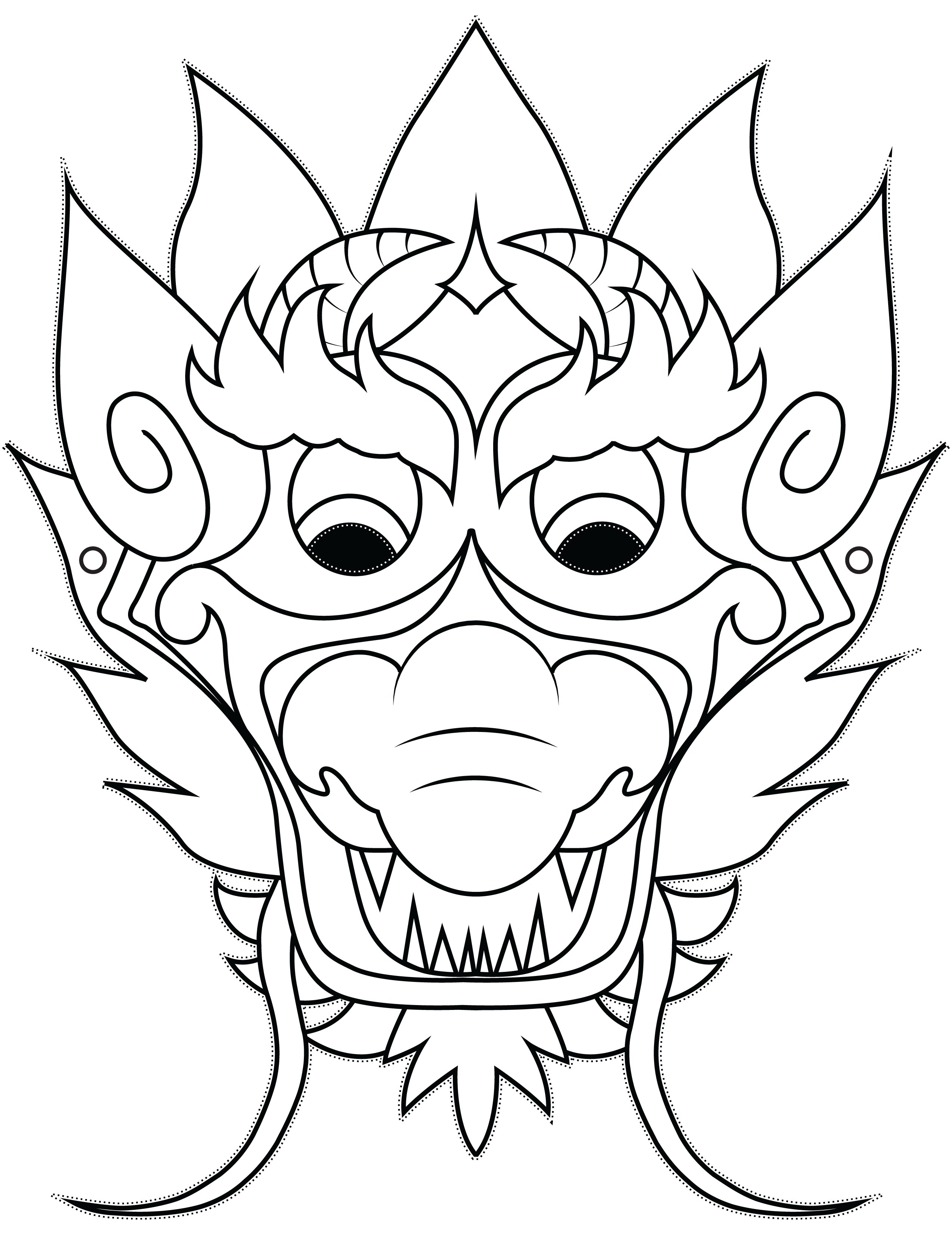 Coloriage 2018 Nouvel An Chinois Masque Mask - Nouvel an chinois à imprimer